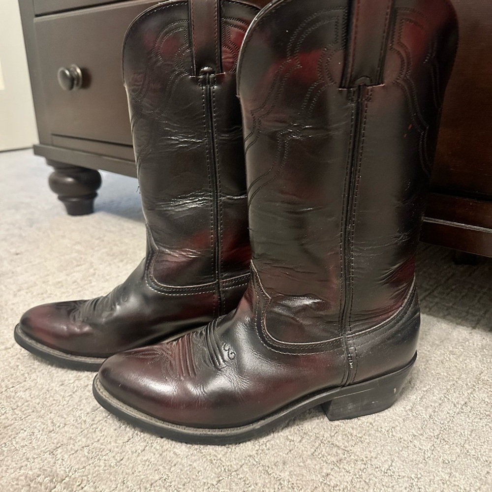 Men's Black and Brown Leather Cowboy Boots